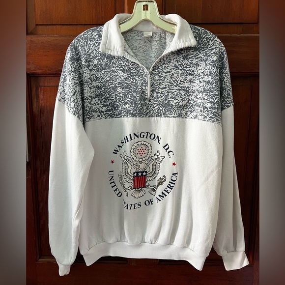 Vintage Washington DC Zip Sweatshirt USA Eagle Seal Pullover 90s Sweater XL - Picture 8 of 8